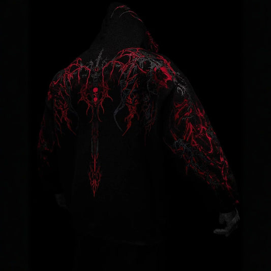 Hooded dark style sports hoodie