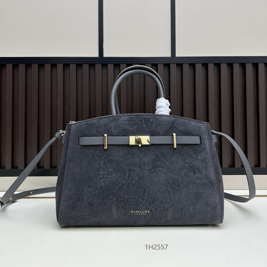 Black Suede Structured Handbag Gold Hardware | Luxury Satchel Bag Women