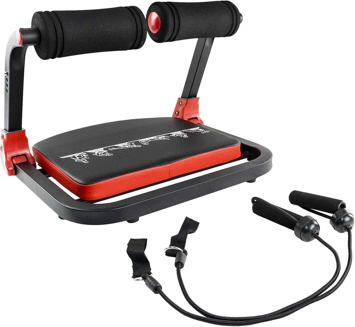 HOTSWEAT Ab Machine, Sit Up Exercise Equipment, Ab Workout Equipment with 3 Adjustable Resistance, Ab Trainer for Stomach Workout with 330 LBS Weight Capacity, Foldable Ab Crunch Machine for Home Gym Red tension rope