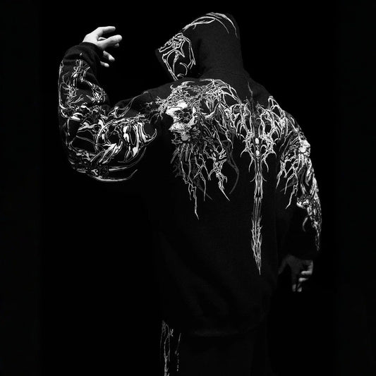 Hooded dark style sports hoodie